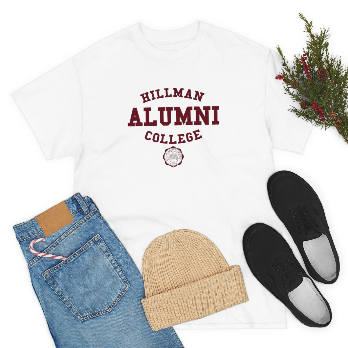 Hillman Alumni: Maroon Lettering Unisex Short Sleeve Tee