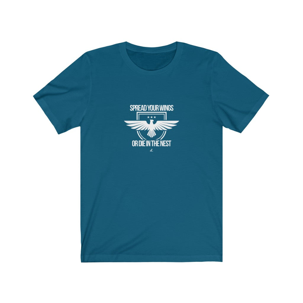 Spread Your Wings: White Lettering Unisex Short Sleeve Tee