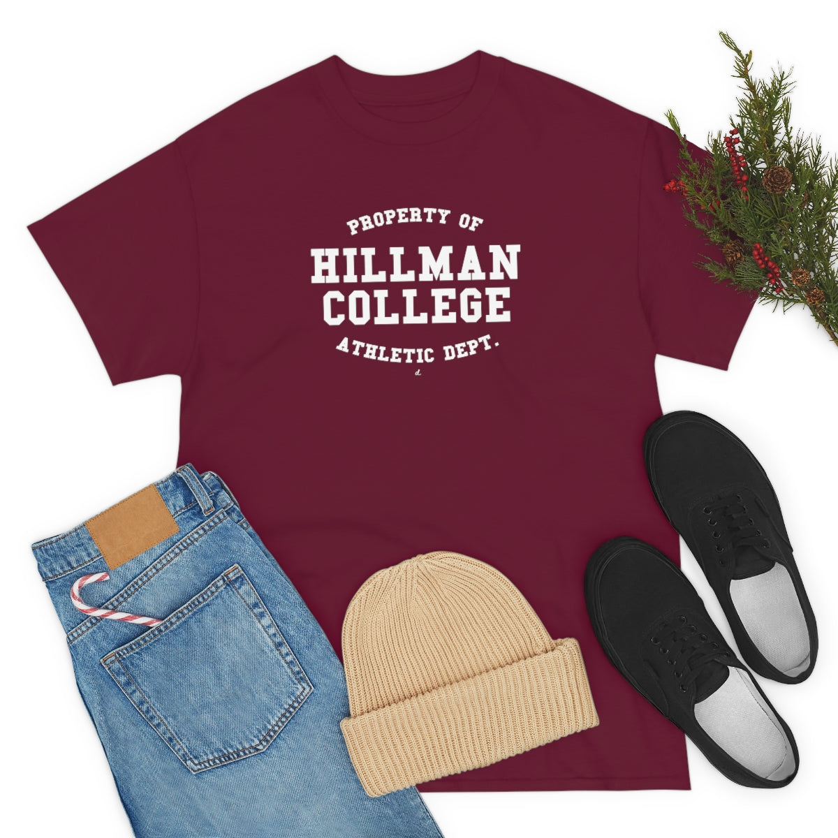 Hillman College Athletic Dept.: White Lettering Unisex Short Sleeve Tee