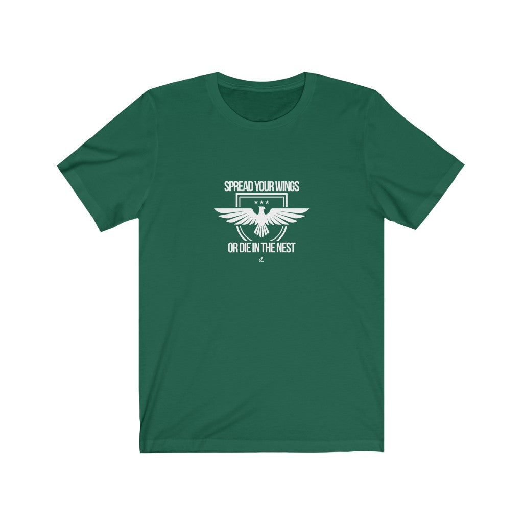 Spread Your Wings: White Lettering Unisex Short Sleeve Tee