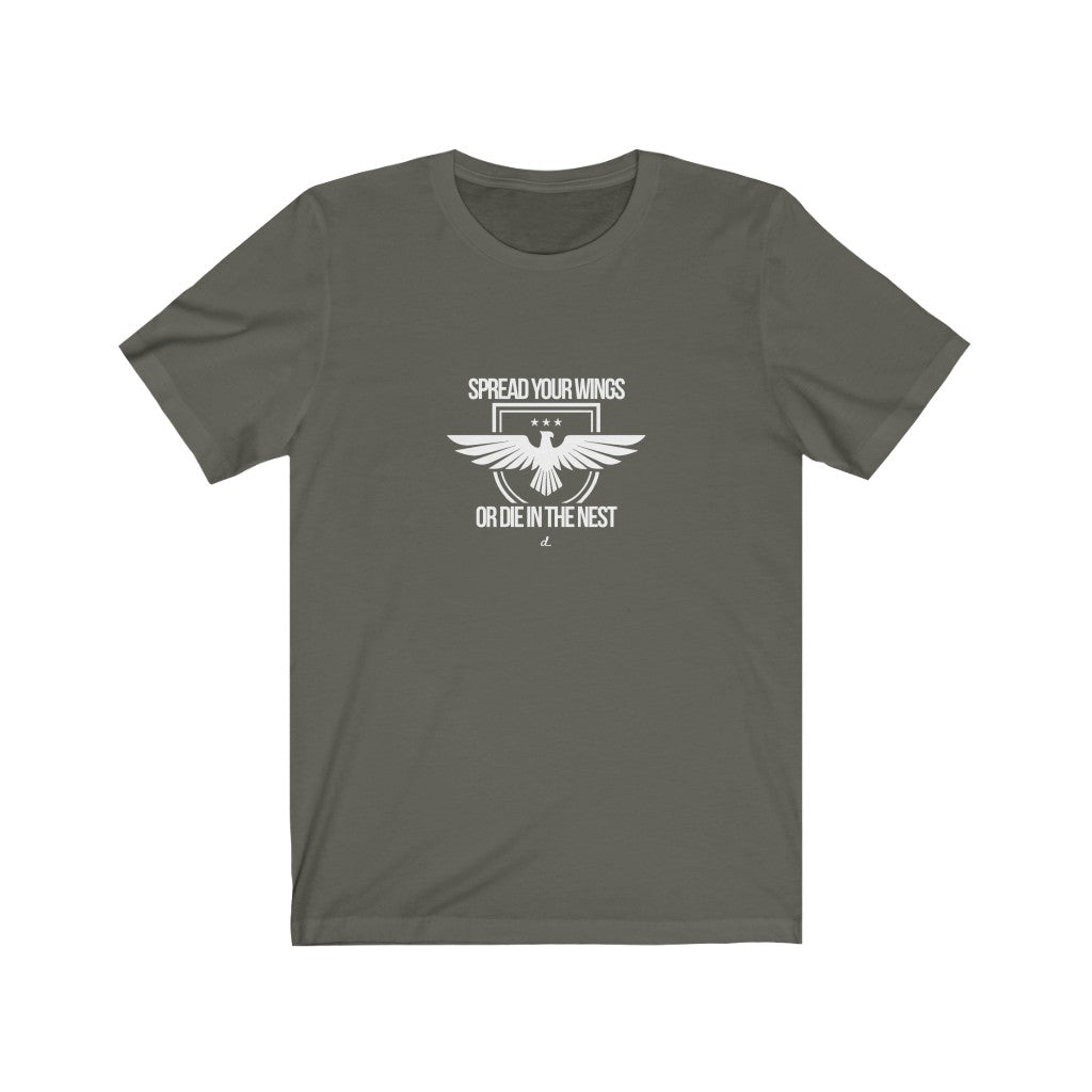 Spread Your Wings: White Lettering Unisex Short Sleeve Tee