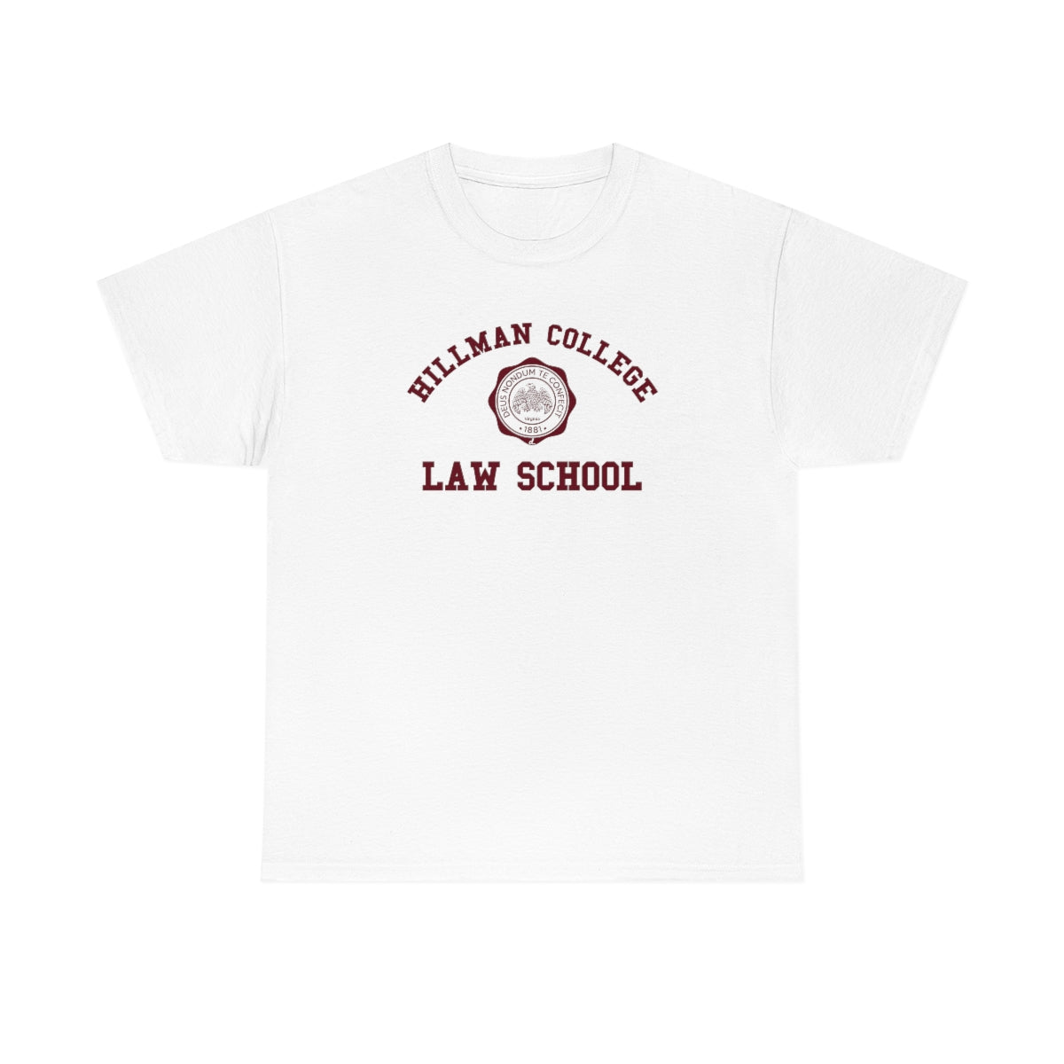 Hillman Law School: Maroon Lettering Unisex Short Sleeve Tee