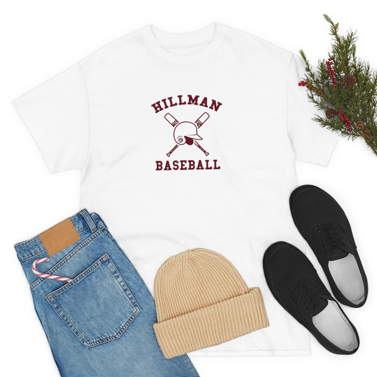 Hillman Baseball: Maroon Lettering Unisex Short Sleeve Tee