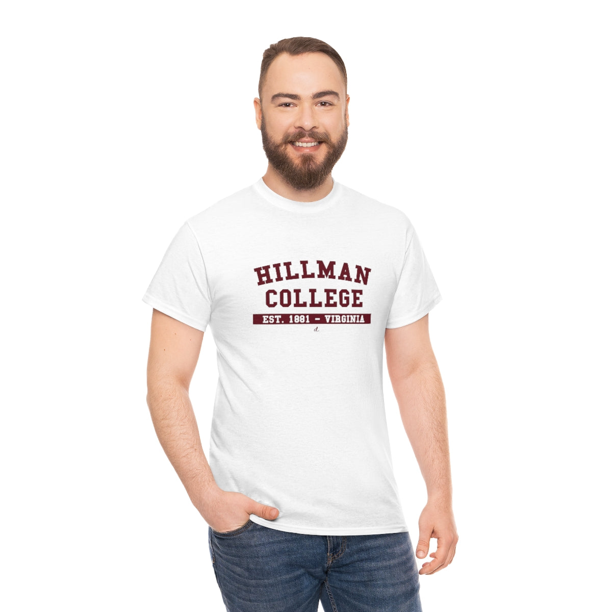 Hillman College: Maroon Lettering Unisex Short Sleeve Tee